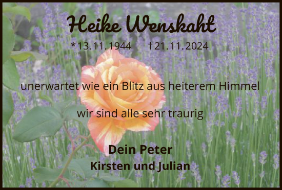 Todesanzeige von Heike Wenskaht von HNA