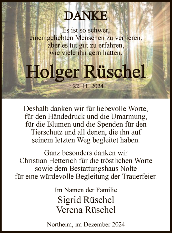 Todesanzeige von Holger Rüschel von HNA