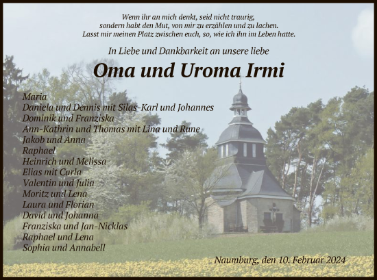 Todesanzeige von Irmi  von HNA