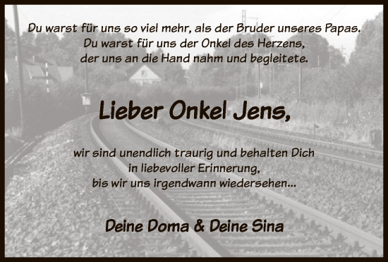 Todesanzeige von Jens  von HNA