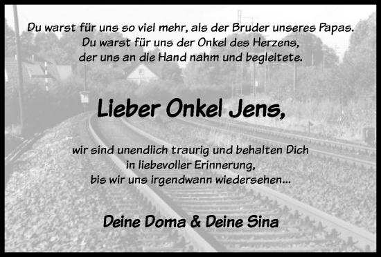 Todesanzeige von Jens  von HNA