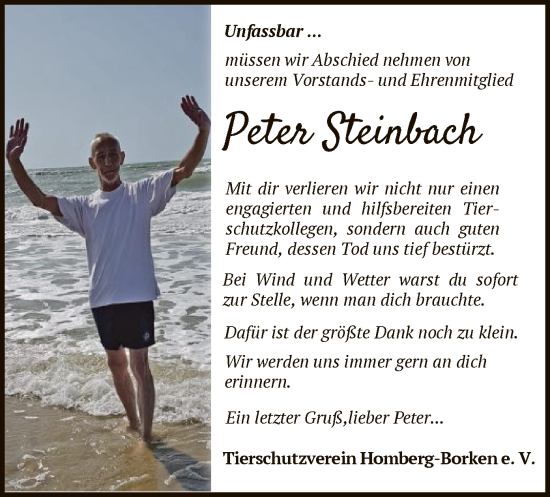 Todesanzeige von Peter Steinbach von HNA