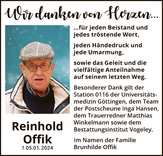 Todesanzeige von Reinhold Offik von HNA