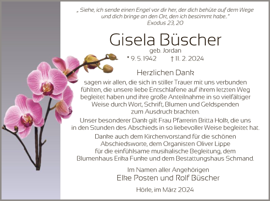 Todesanzeige von Gisela Büscher von WLZHNA