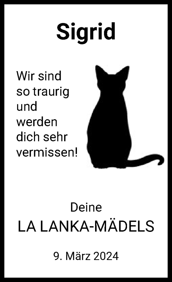 Todesanzeige von Sigrid Strunz von HNA