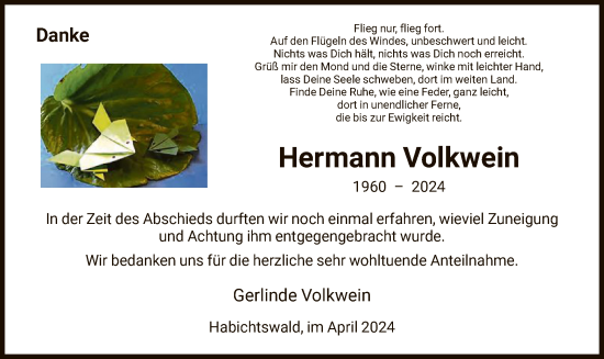 Todesanzeige von Hermann Volkwein von HNA