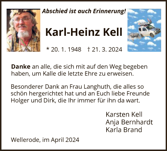 Todesanzeige von Karl-Heinz Kell von HNAHNA