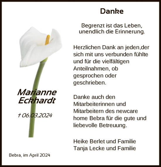 Todesanzeige von Marianne Eckhardt von HNA