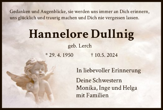 Todesanzeige von Hannelore Dullnig von HNA