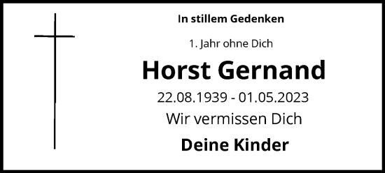 Todesanzeige von Horst Gernand von HNA