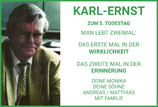 Todesanzeige von Karl-Ernst  von HNA