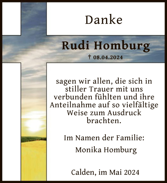 Todesanzeige von Rudi Homburg von HNA