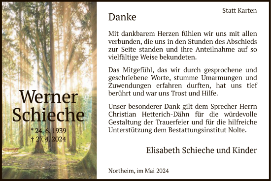 Todesanzeige von Werner Schieche von HNA