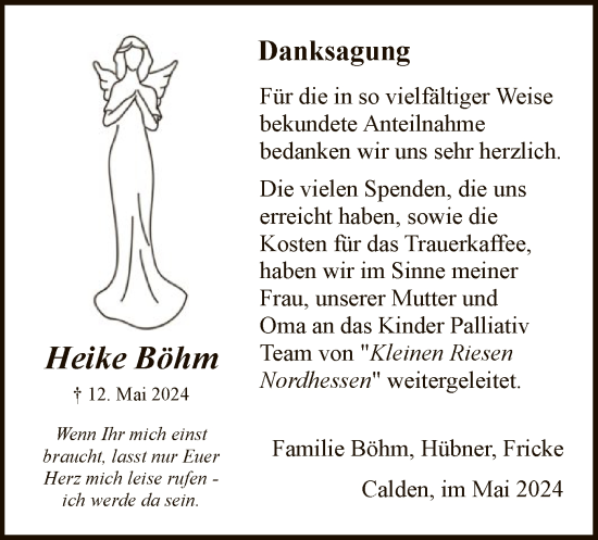 Todesanzeige von Heike Böhm von HNAHNA