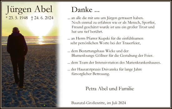Todesanzeige von Jürgen Abel von HNA