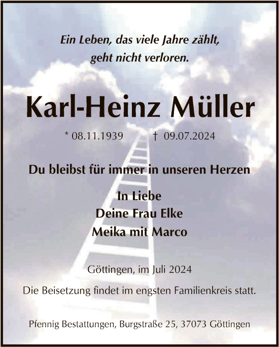 Todesanzeige von Karl-Heinz Müller von HNA
