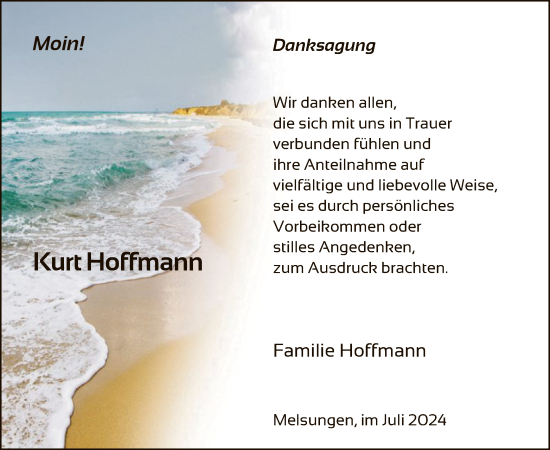 Todesanzeige von Kurt Hoffmann von HNA