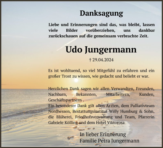 Todesanzeige von Udo Jungermann von HNAHNA