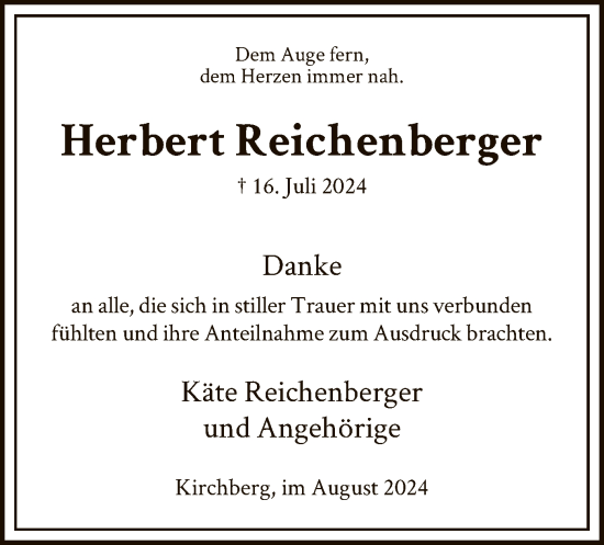 Todesanzeige von Herbert Reichenberger von HNA