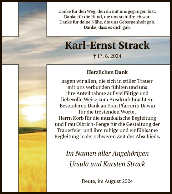 Todesanzeige von Karl-Ernst Strack von HNAHNA