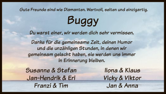Todesanzeige von Buggy  von HNA