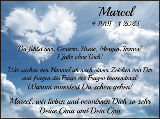 Todesanzeige von Marcel  von HNA
