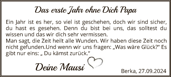Todesanzeige von Papa  von HNA