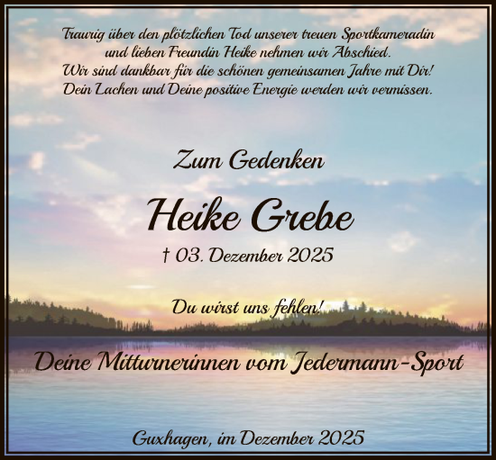Todesanzeige von Heike Grebe von HNA