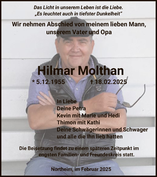 Todesanzeige von Hilmar Moltahn von HNA