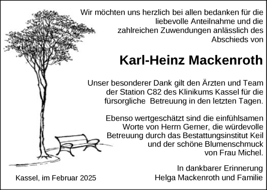 Todesanzeige von Karl-Heinz Mackenroth von HNAHNA