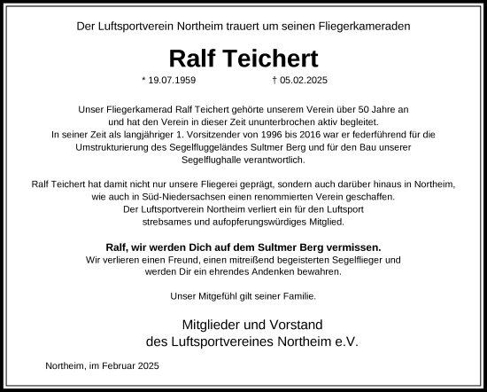Todesanzeige von Ralf Teichert von HNA