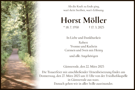 Todesanzeige von Horst Möller von HNAHNA