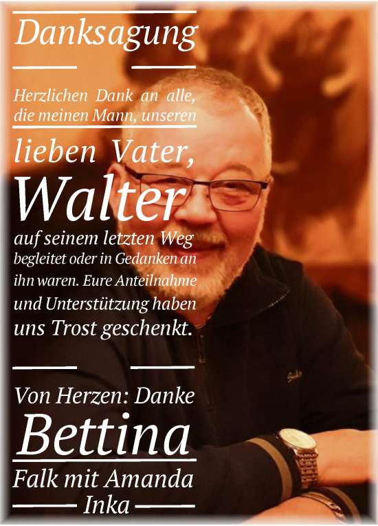 Todesanzeige von Walter Heinrichs von HNA