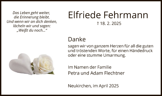 Todesanzeige von Elfriede Fehrmann von HNA