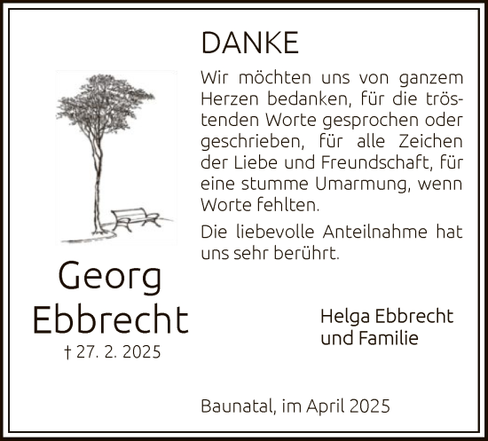 Todesanzeige von Georg Ebbrecht von HNAHNA