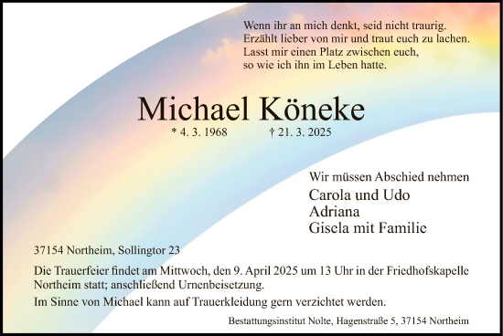 Todesanzeige von Michael Köneke von HNA