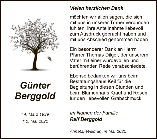 Todesanzeige von Günter Berggold von HNAHNA