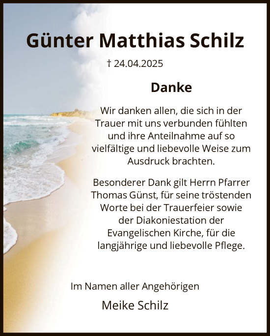 Todesanzeige von Günter Matthias Schilz von HNA