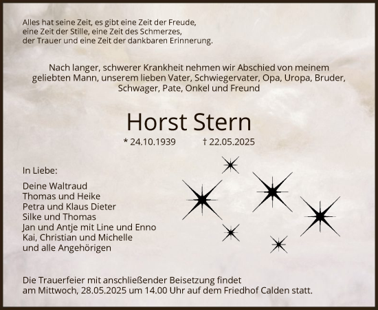 Todesanzeige von Horst Stern von HNAHNA