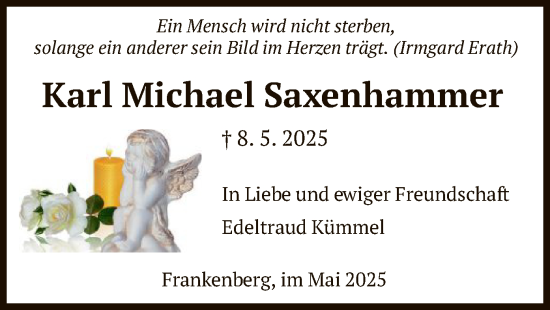 Todesanzeige von Karl Michael Saxenhammer von HNA