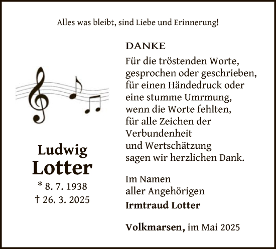 Todesanzeige von Ludwig Lotter von WLZHNA