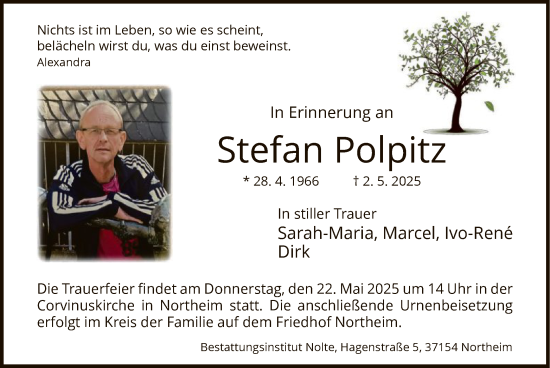 Todesanzeige von Stefan Polpitz von HNA