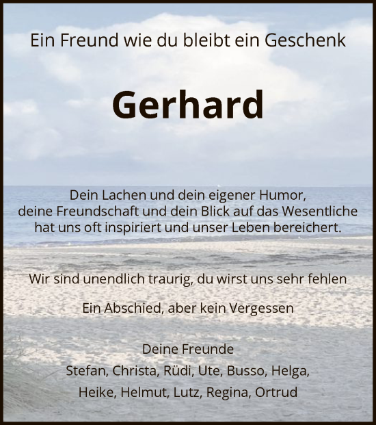 Todesanzeige von Gerhard Brühl von HNA