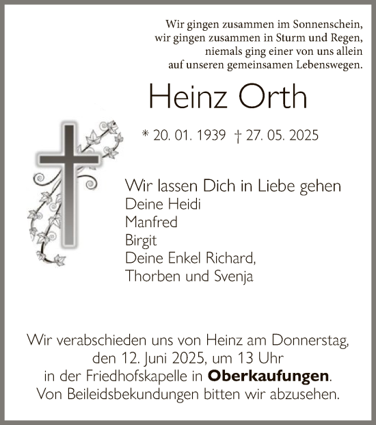 Todesanzeige von Heinz Orth von HNA