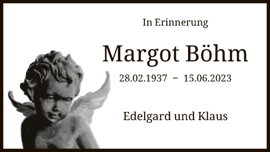 Todesanzeige von Margot Böhm von HNA
