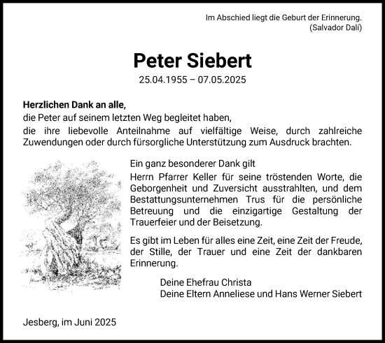 Todesanzeige von Peter Siebert von HNA