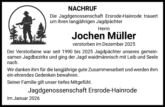 Todesanzeige von Jochen Müller von HNAHZ