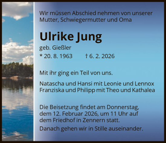 Todesanzeige von Ulrike Jung von HNA