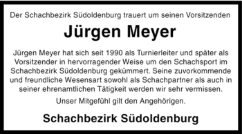 Todesanzeige von Jürgen Meyer von KREISZEITUNG SYKE