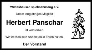 Todesanzeige von Herbert Panschar von KREISZEITUNG SYKE
